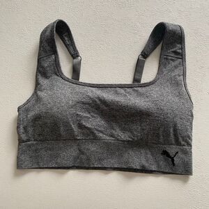 PUMA Gray Seamless Sports Bra Large Padded Stretch Athletic Workout Athleisure